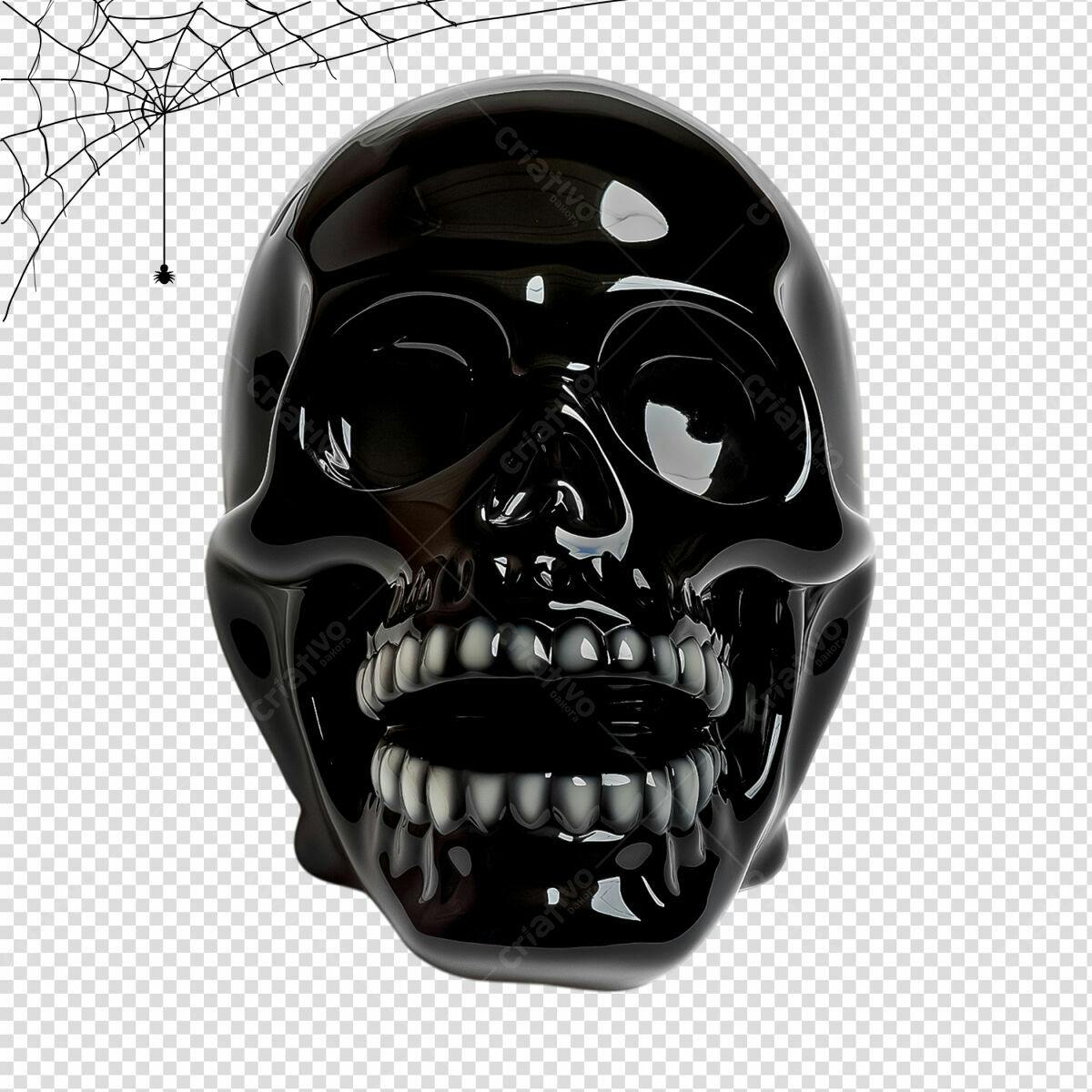 Imagem Calavera Preta para Dia das Bruxas PSD Editável