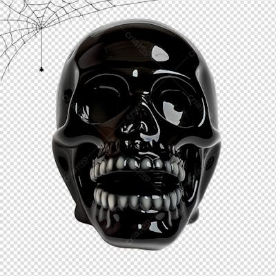 Caveira Preta De Goma Para Halloween Isolado Em Um Fundo Transparente