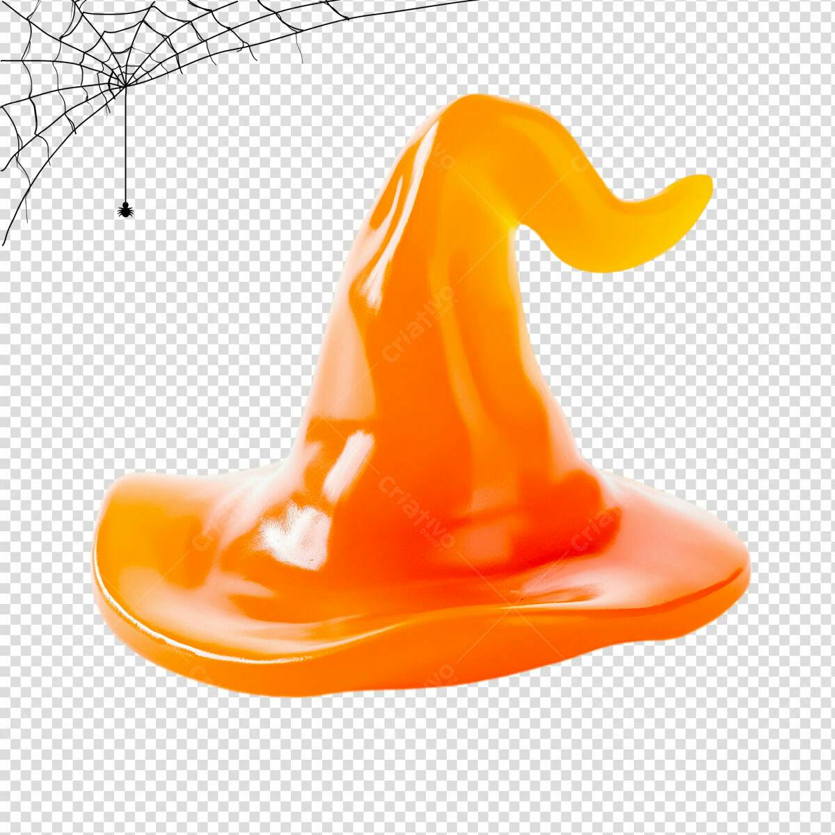 Chapéu de Bruxa Laranja para Halloween PSD Editável