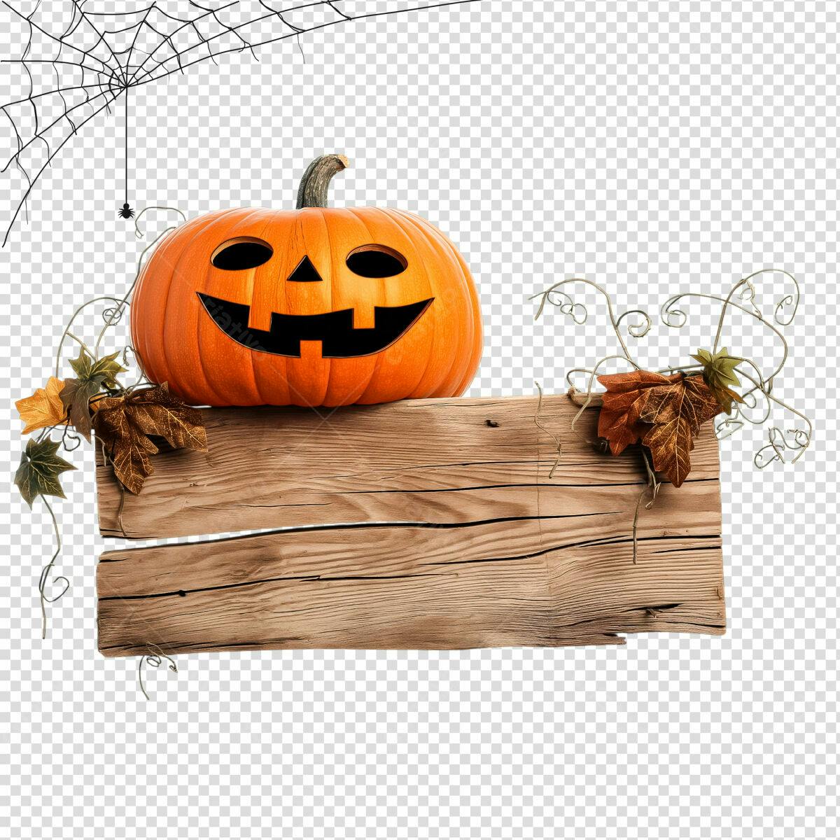 Placa de Madeira para Halloween PSD Editável