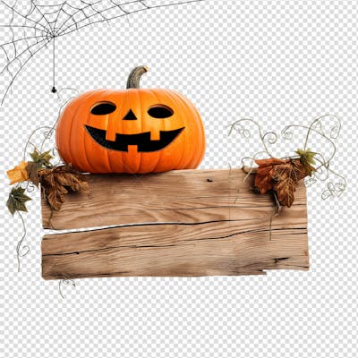 Espantalho Com Placa De Madeira Para Halloween Isolado Em Um Fundo Transparente
