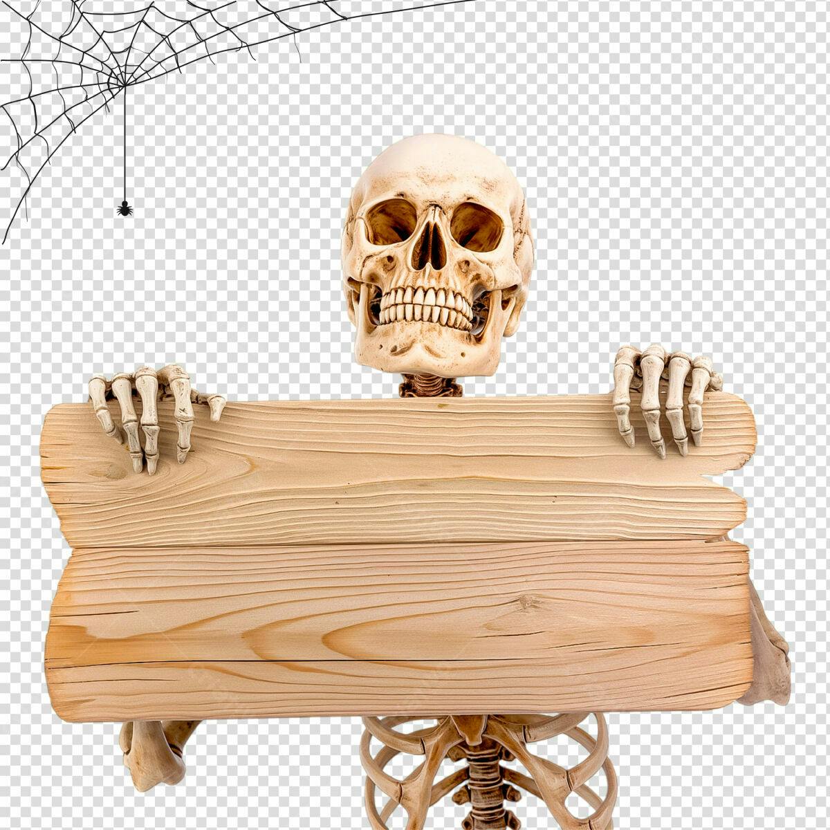 Placa de Madeira para Halloween PSD Editável