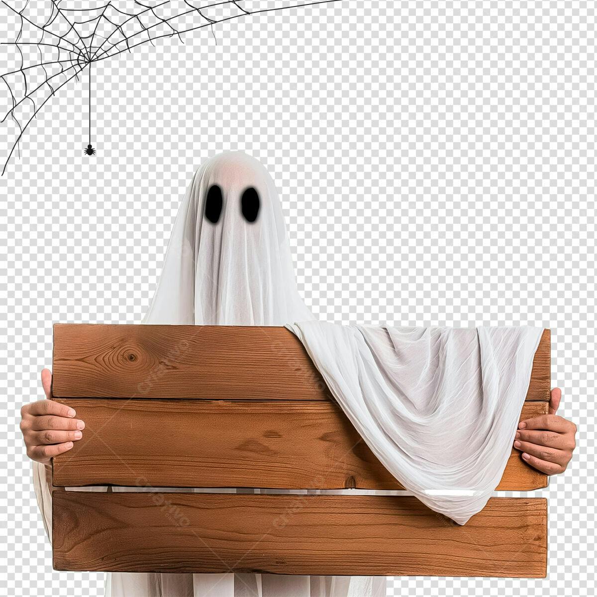 Placa de Madeira para Halloween PSD Editável