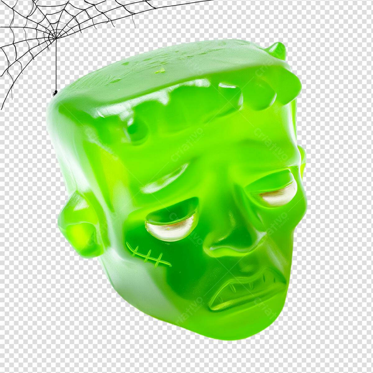 Imagem de Cabeça de Monstro Verde para o Halloween PSD Editável
