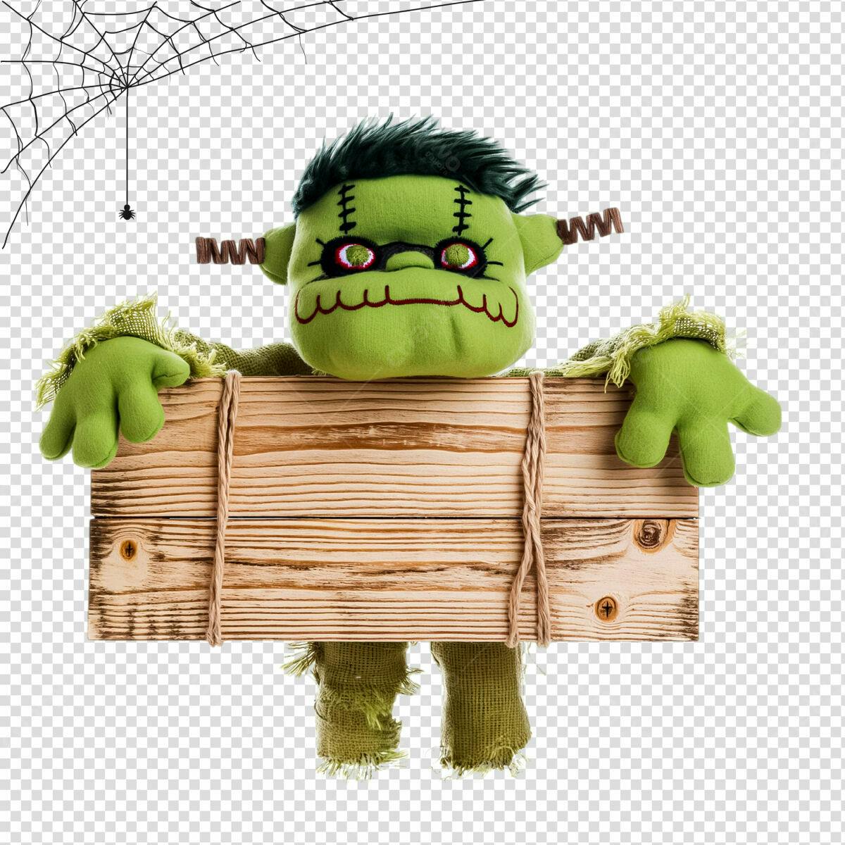 Placa de Madeira para Halloween PSD Editável