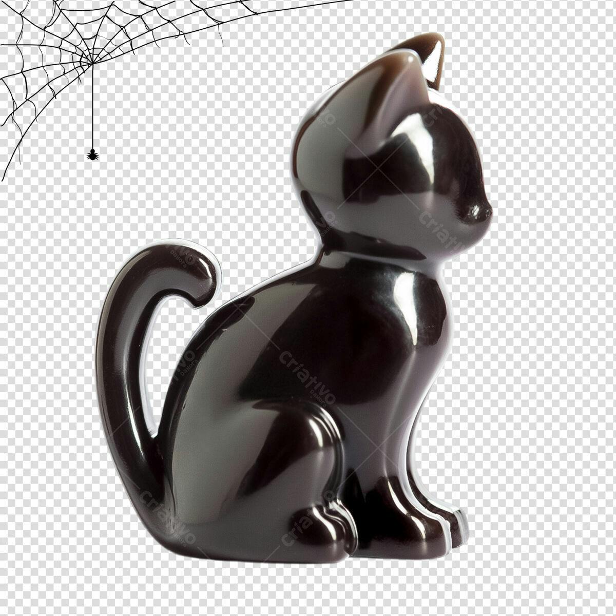 Imagem Gatinho Preto Halloween PSD Editável