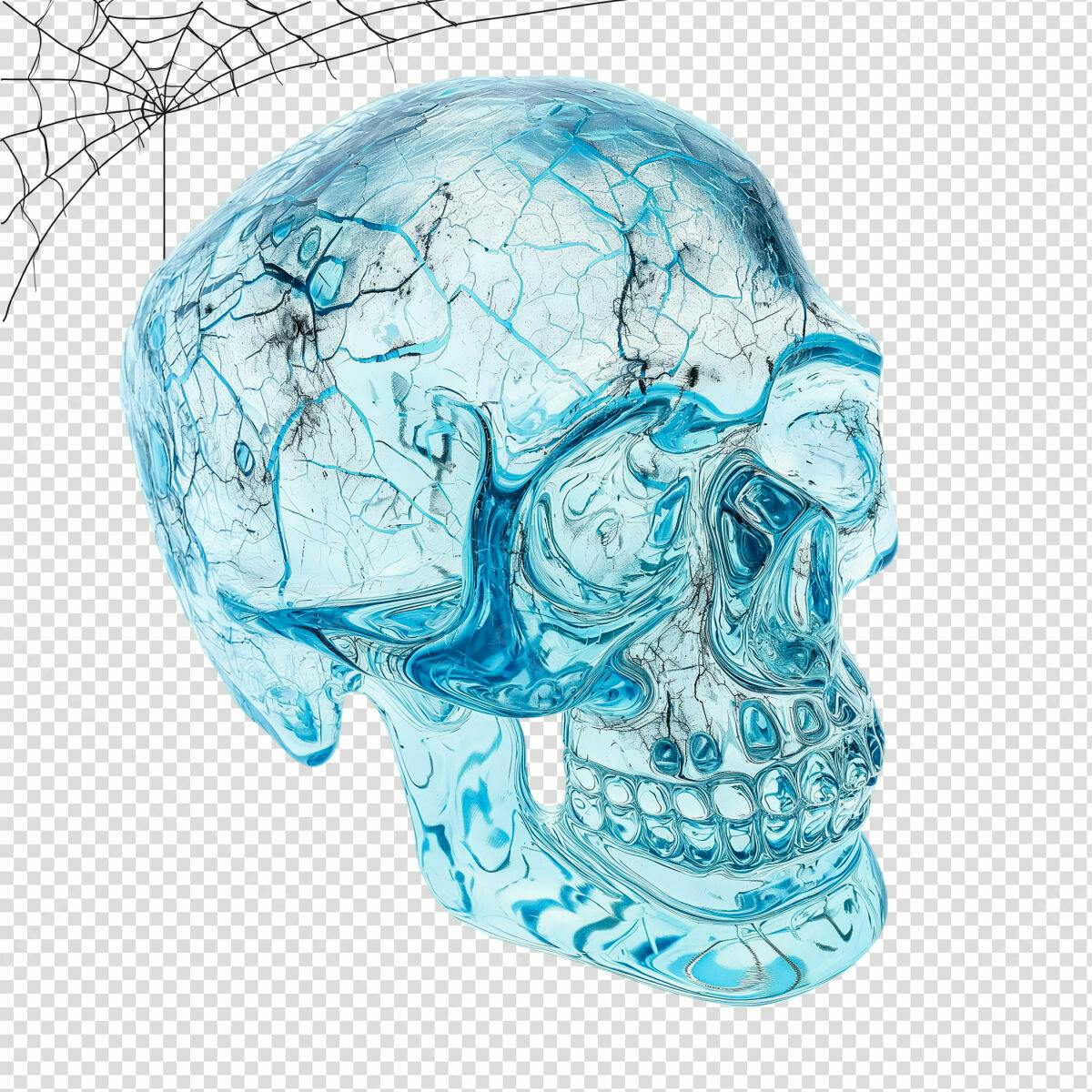 Crânio de Cristal Azul PSD Editável