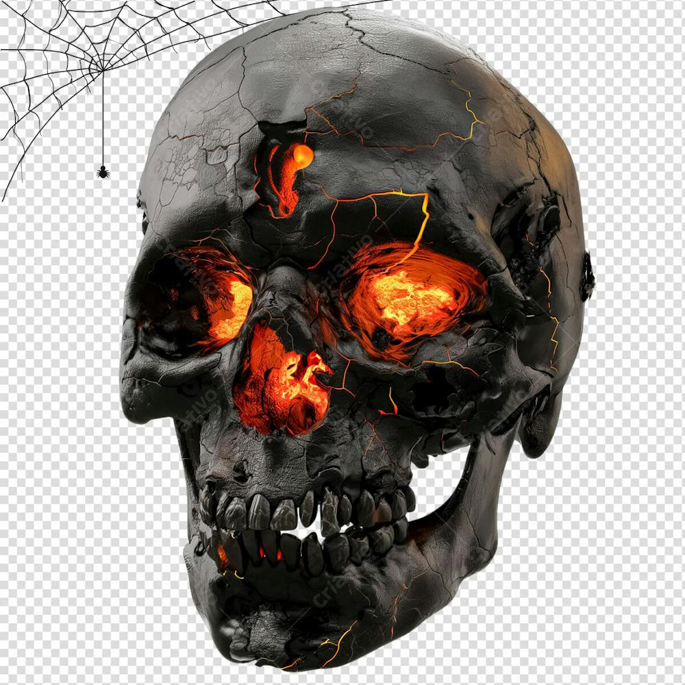 Crânio Humano Para Halloween Isolado Em Um Fundo Transparente