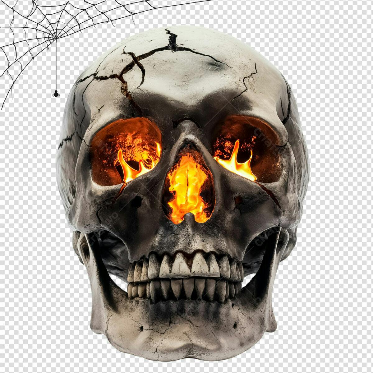 Imagem Caveira em Chamas Halloween PSD Editável