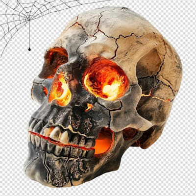 Crânio Humano Para Halloween Isolado Em Um Fundo Transparente