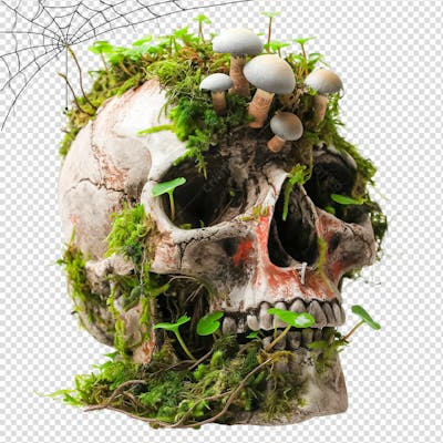 Crânio Humano Para Halloween Isolado Em Um Fundo Transparente