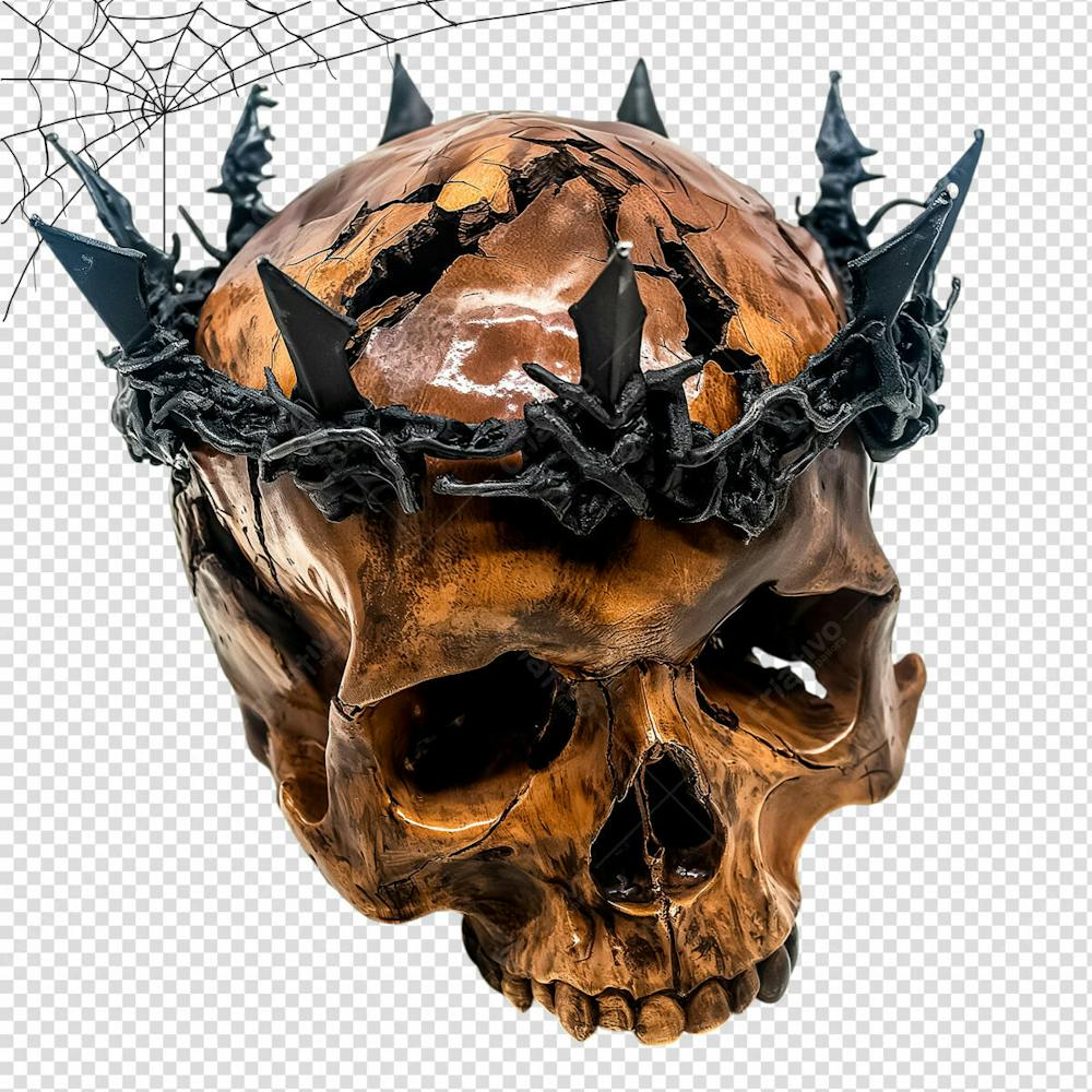 Crânio Humano Para Halloween Isolado Em Um Fundo Transparente