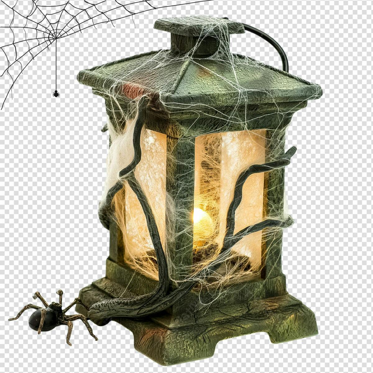 Lanterna de Halloween com Teia de Aranha PSD Editável