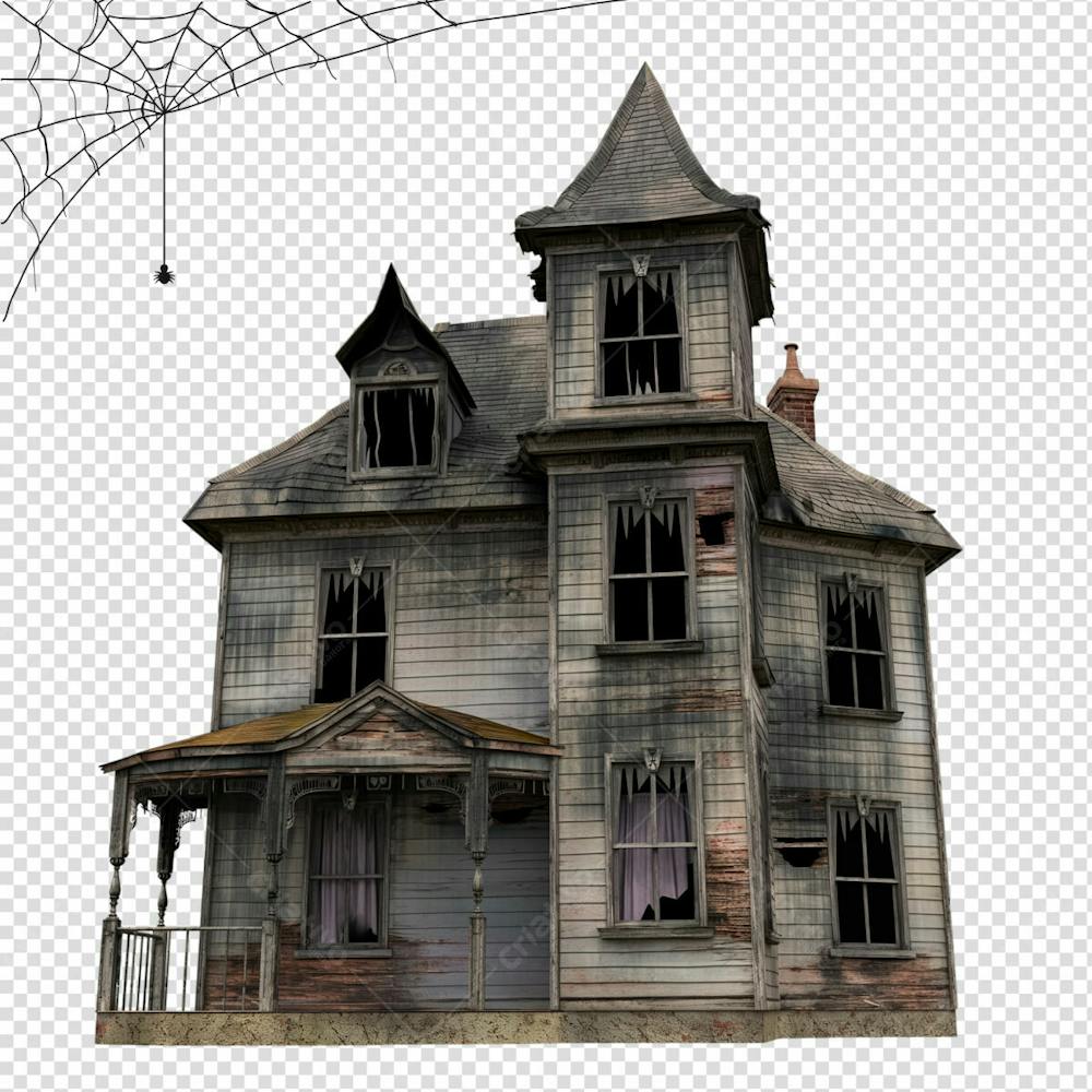 Casa Assombrada Para Halloween Isolado Sobre Um Fundo Transparente