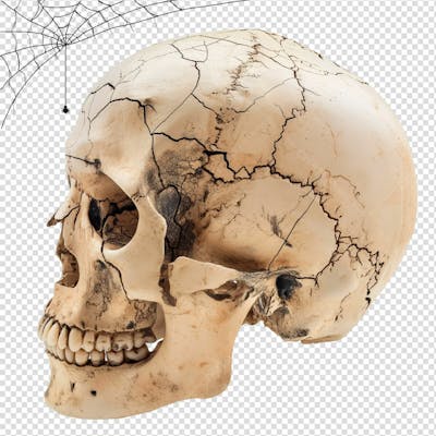Caveira Humana Para Halloween Isolado Sobre Um Fundo Transparente