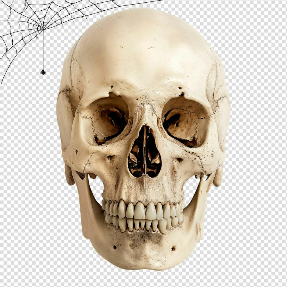 Caveira Humana Para Halloween Isolado Sobre Um Fundo Transparente