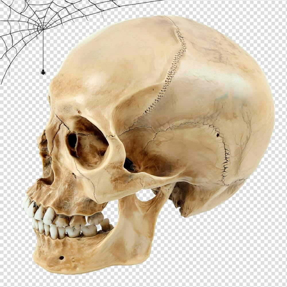 Caveira Humana Para Halloween Isolado Sobre Um Fundo Transparente