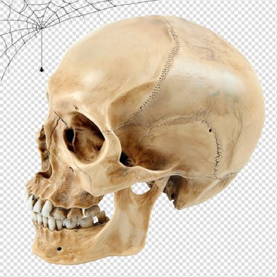 Caveira Humana Para Halloween Isolado Sobre Um Fundo Transparente