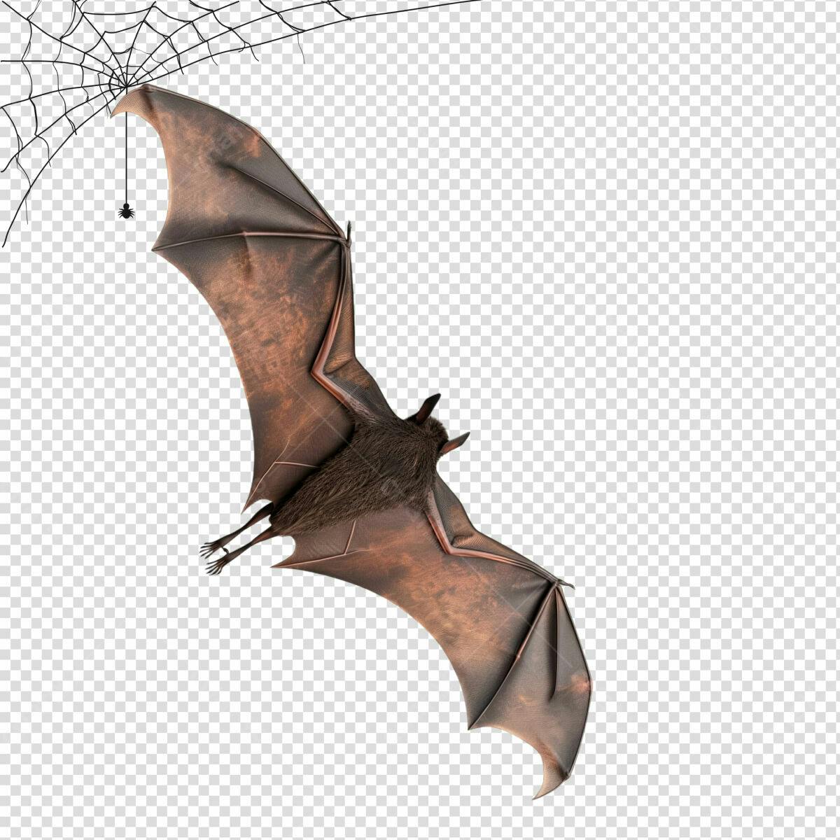 Imagem Halloween Morcego e Teia PSD Editável