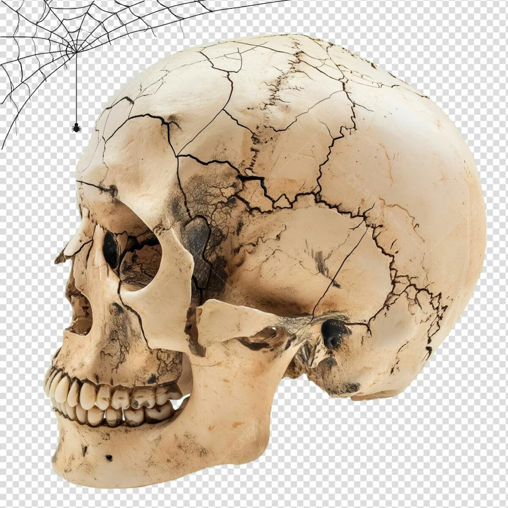 Caveira Humana Para Halloween Isolado Sobre Um Fundo Transparente
