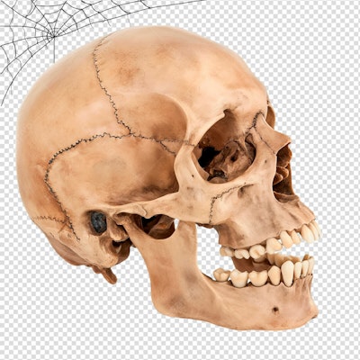 Imagem Crânio Humano para Dia das Bruxas PSD Editável