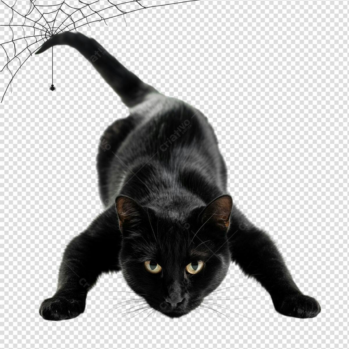 Imagem Gato Preto Halloween PSD Editável