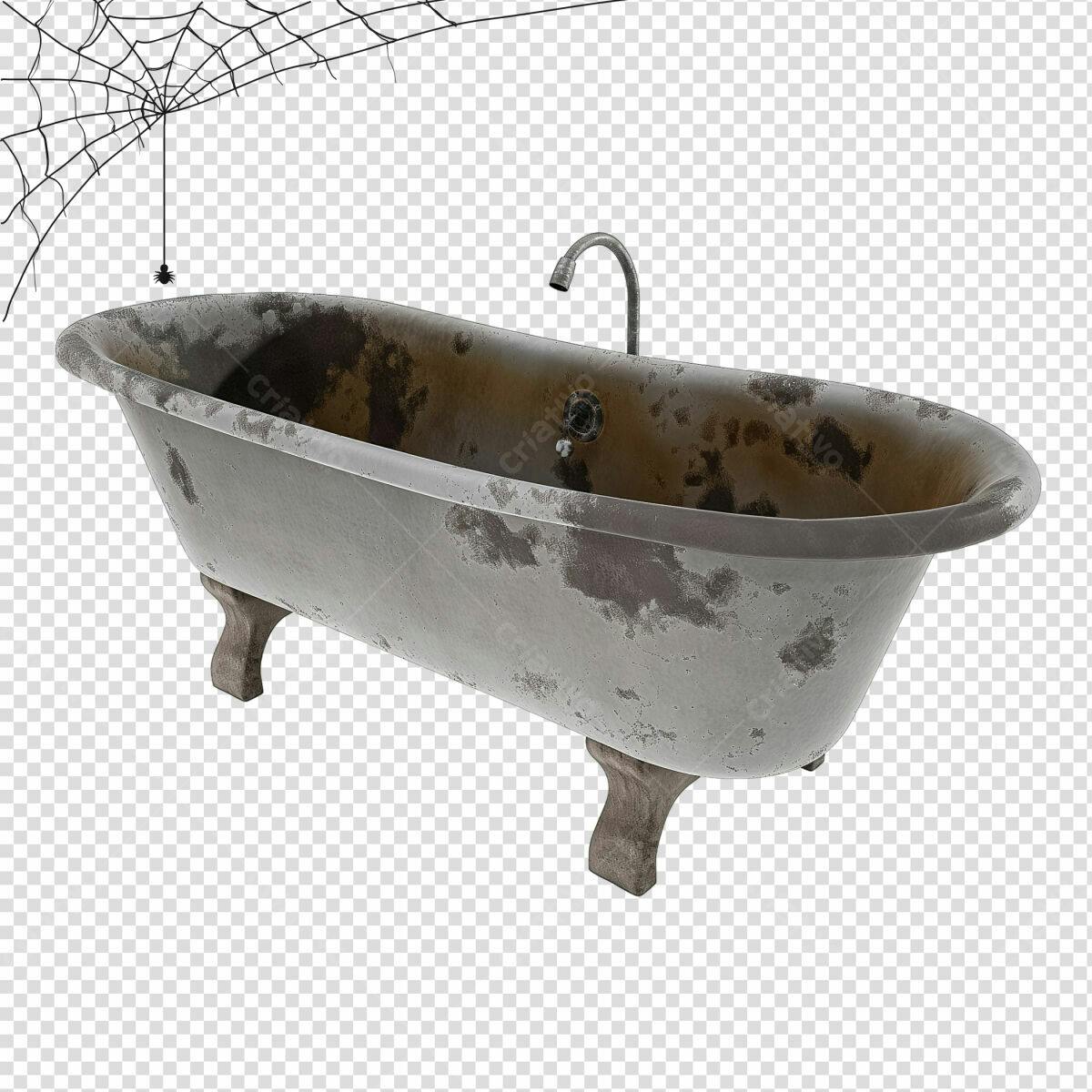 Banheira Vintage para Halloween PSD Editável