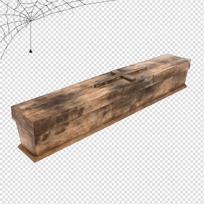 Caixão de Madeira para Halloween PSD Editável