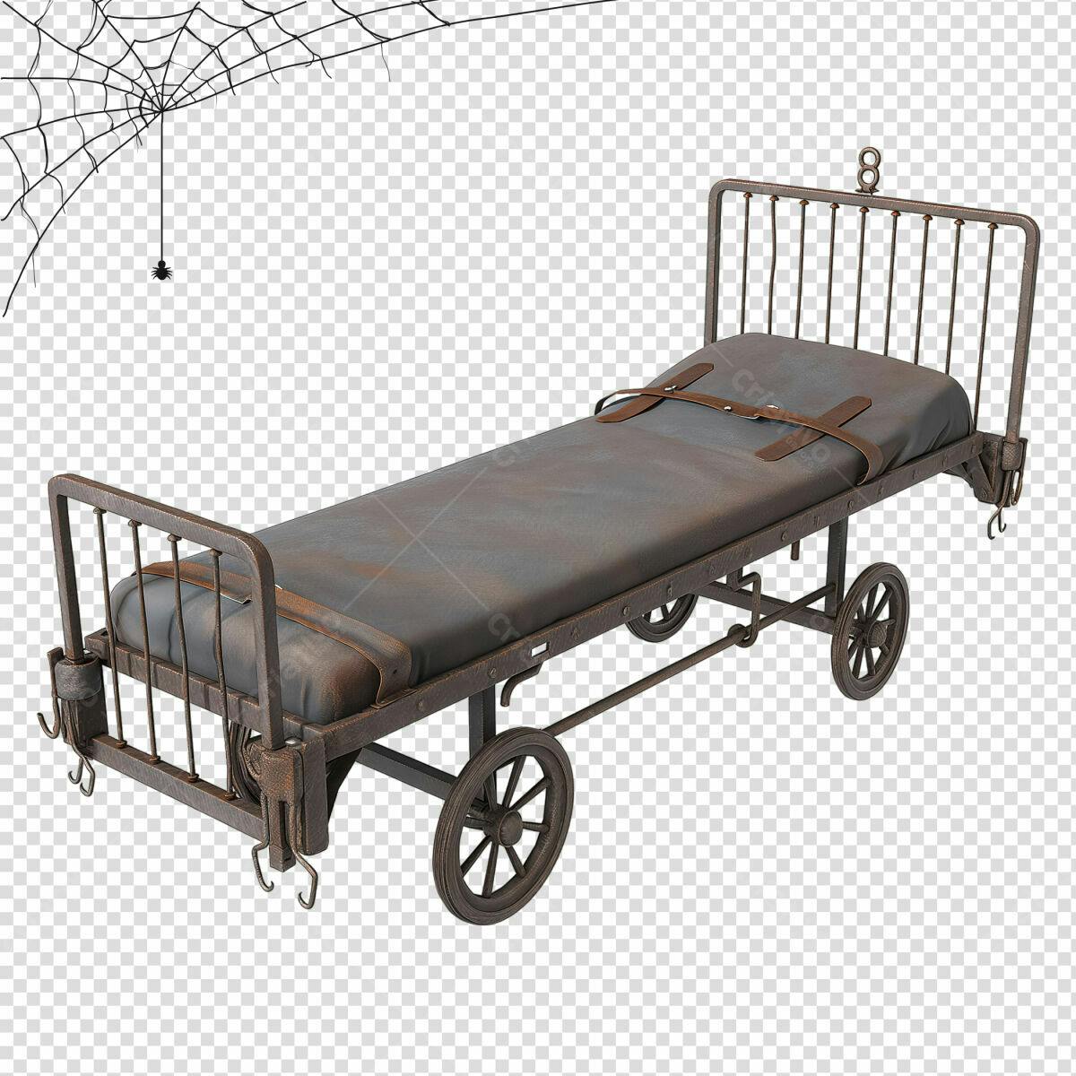 Macabro Cama de Ferro Enferrujada PSD Editável