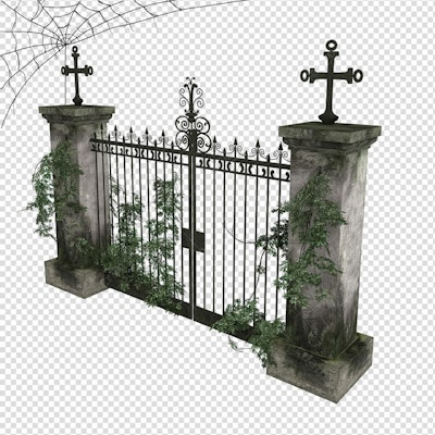 Portão de Cemitério Halloween PSD Editável