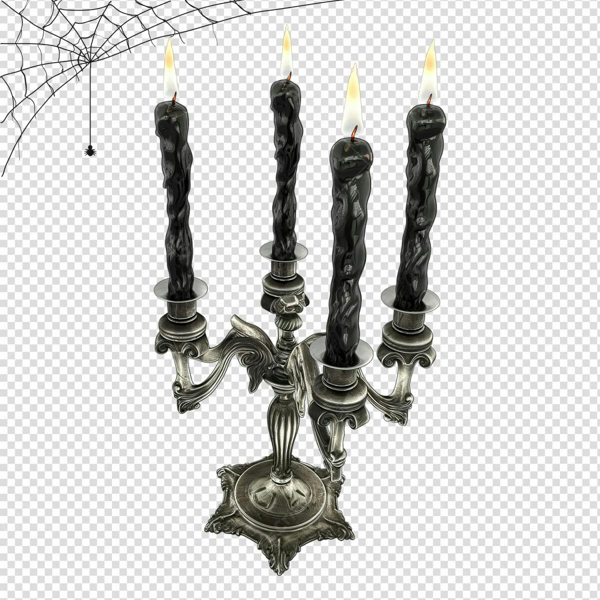Castiçal com Velas Pretas para Halloween PSD Editável