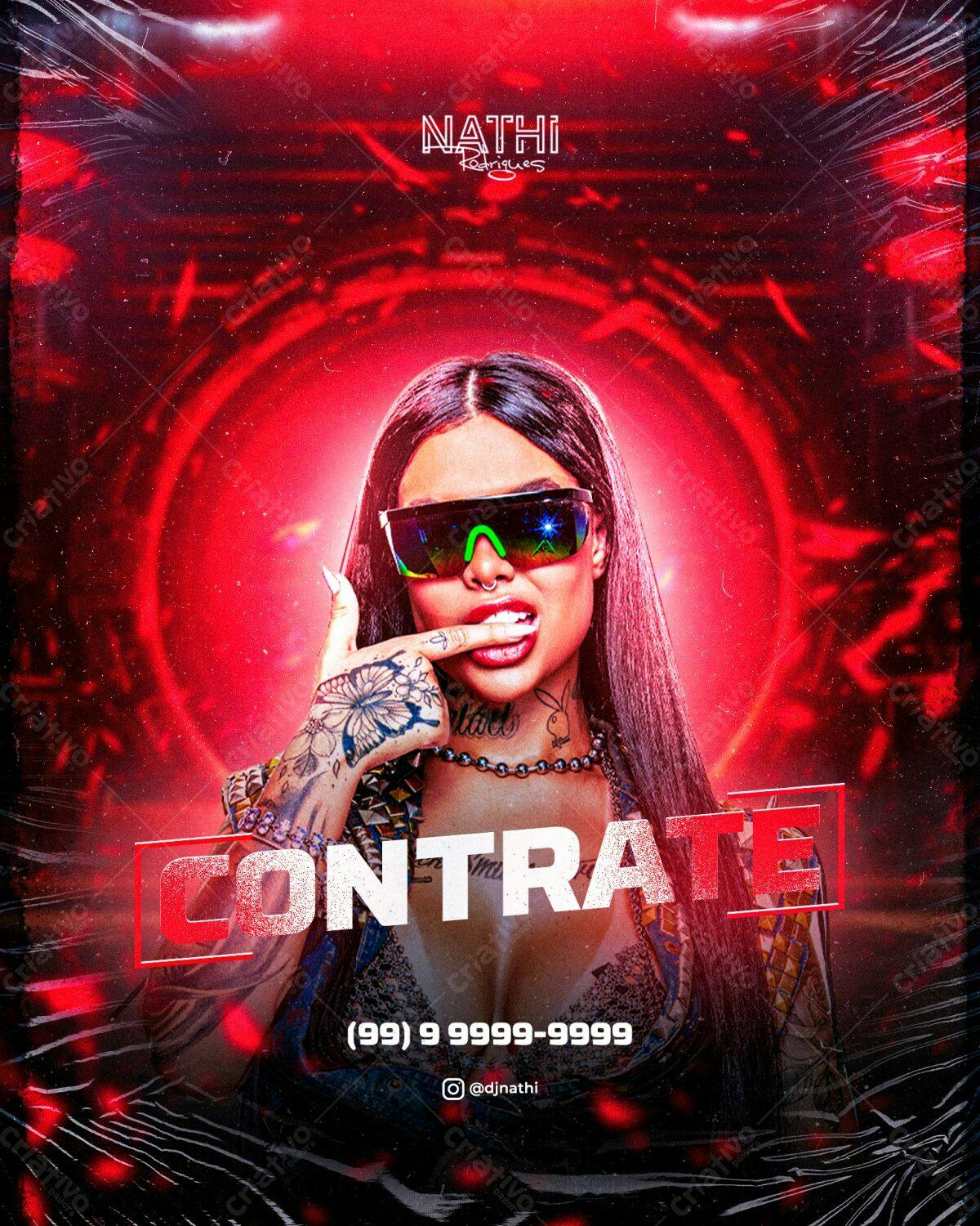 Flyer para Contratação de DJ Nath Rodrigues PSD Editável