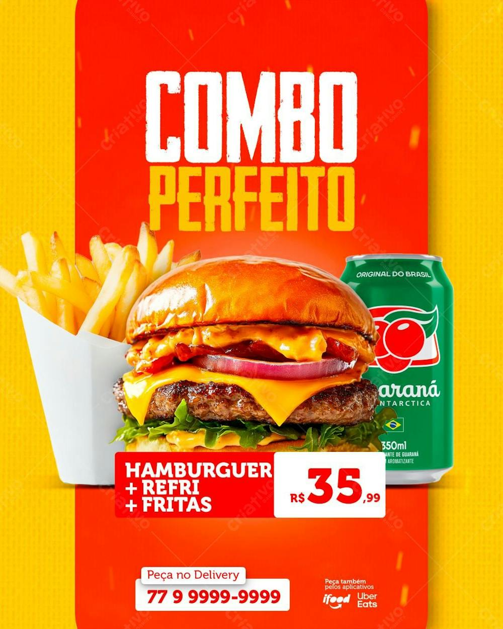 Combo Perfeito de Lanche Refri e Fritas