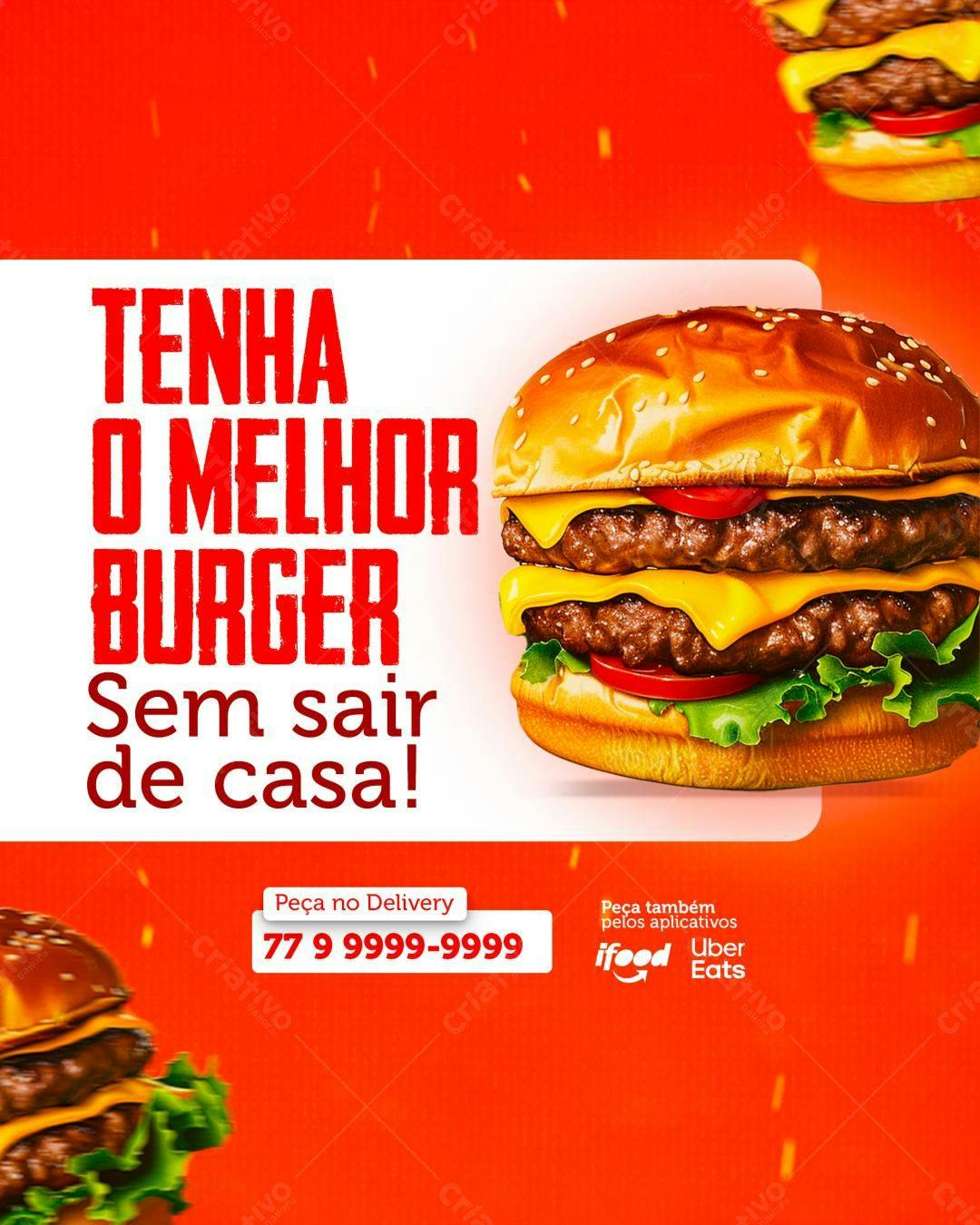 Flyer para Delivery de Burger PSD Editável