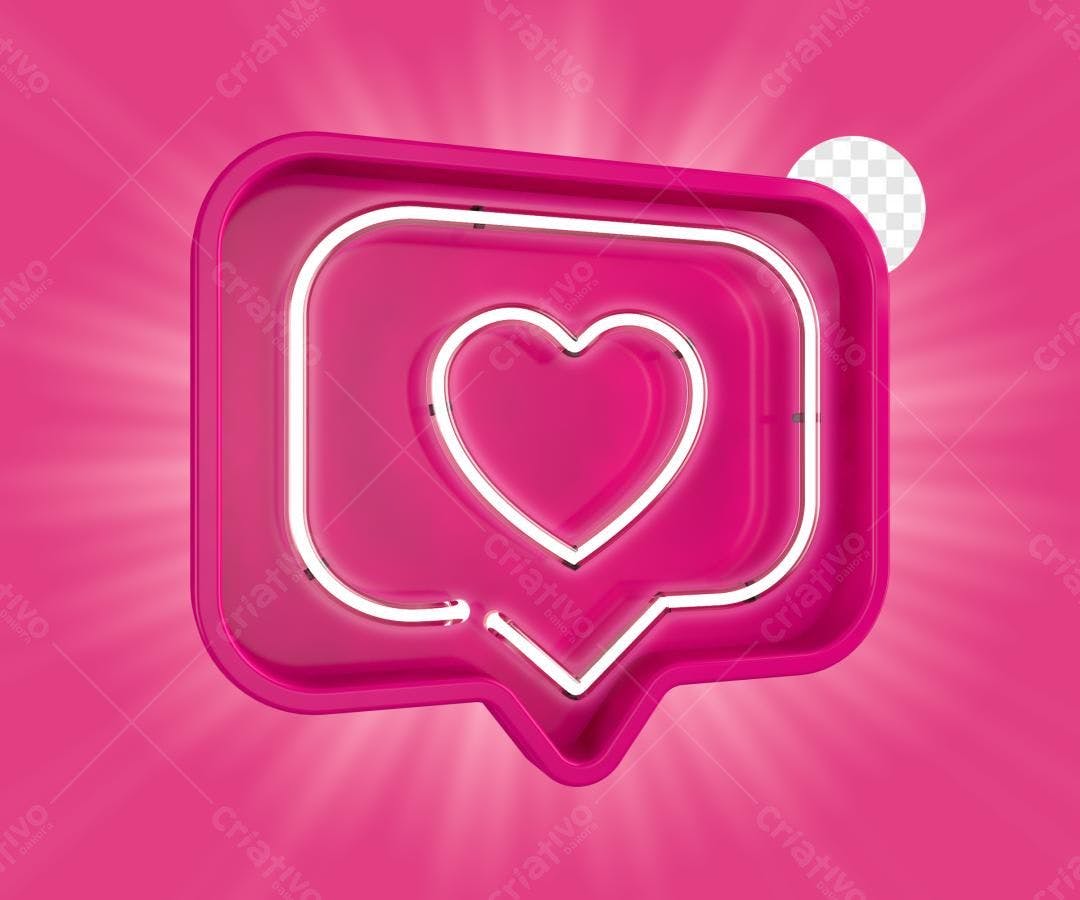 Ícone de Curtida em Neon Rosa PSD Editável