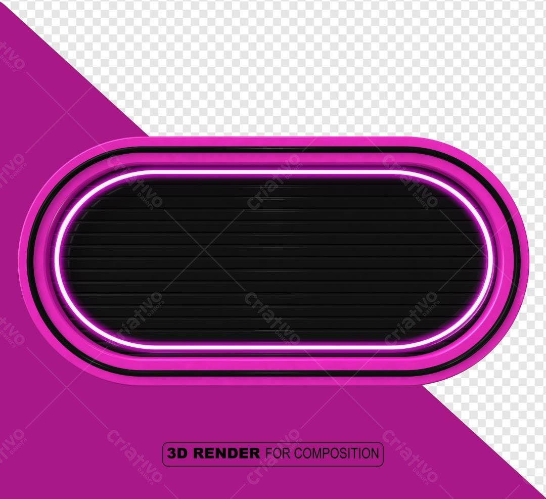 Selo 3D oval neon rosa e preto