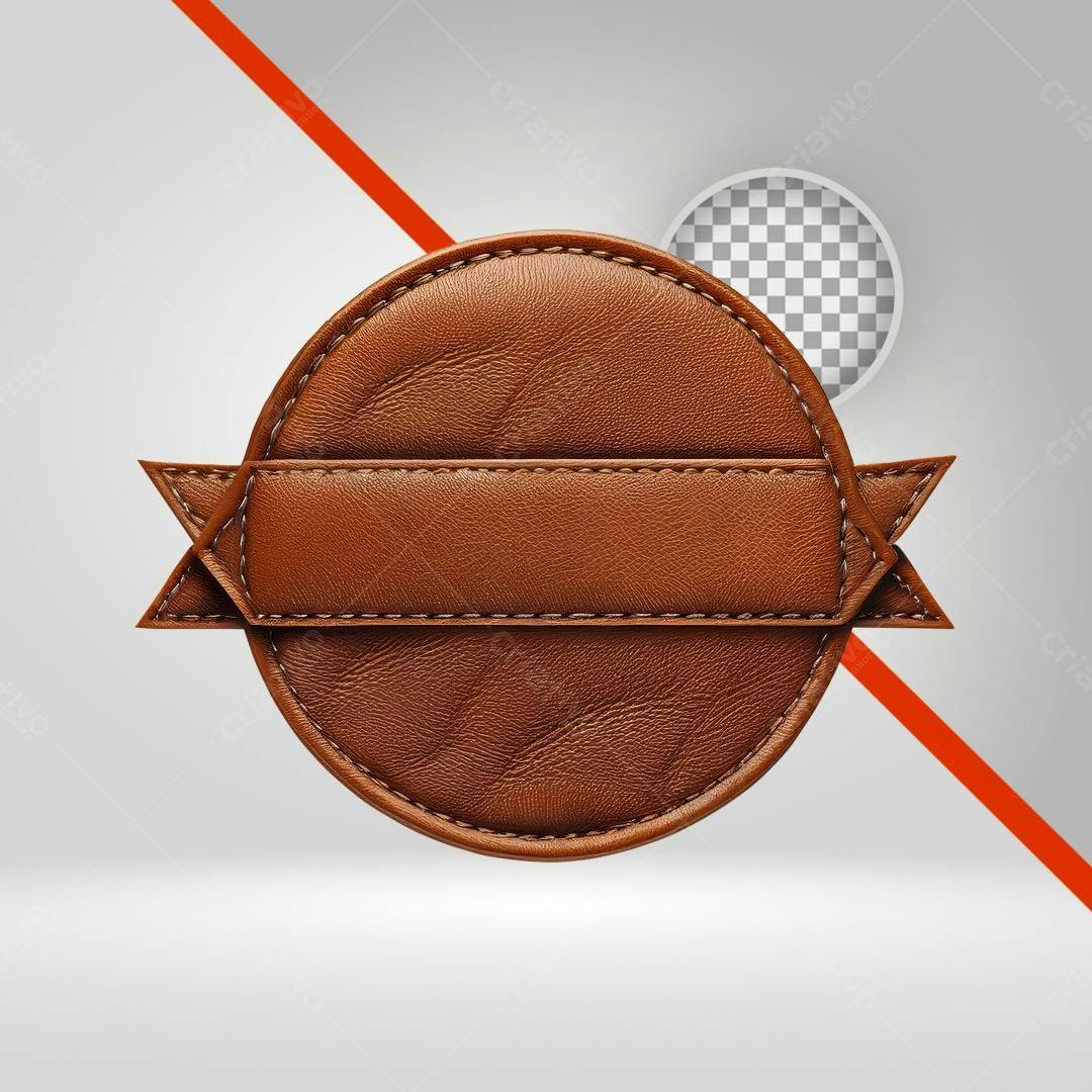 Selo marrom estilo couro PNG com fundo transparente
