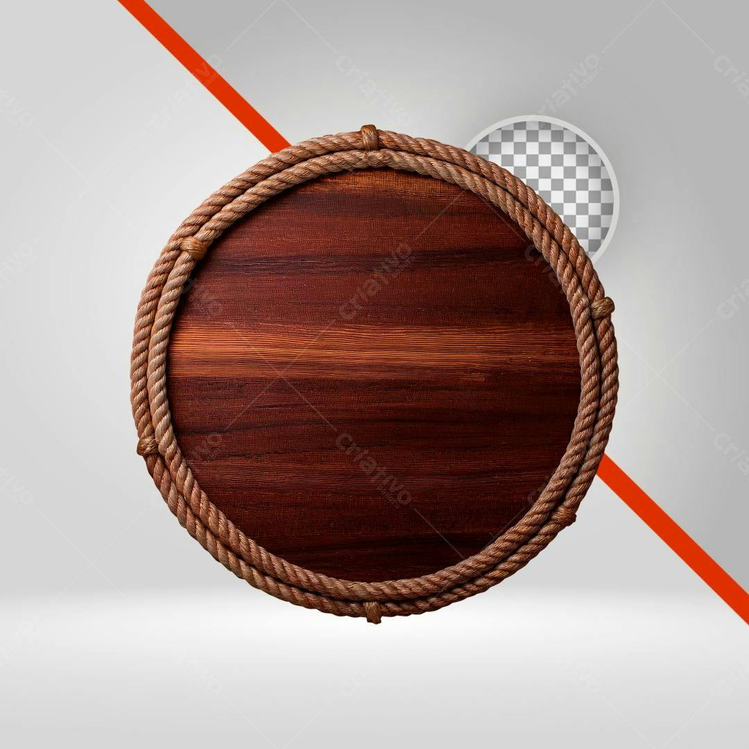 Selo Madeira e Corda PNG com fundo transparente