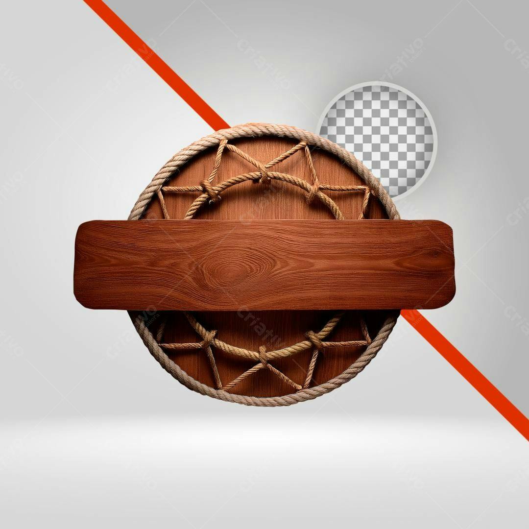 Selo Madeira e Corda PNG com fundo transparente