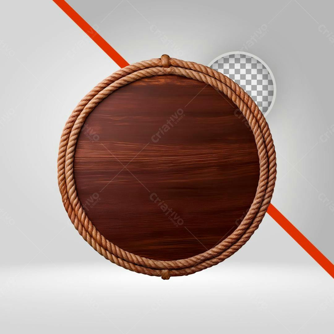 Selo Madeira e Corda PNG com fundo transparente