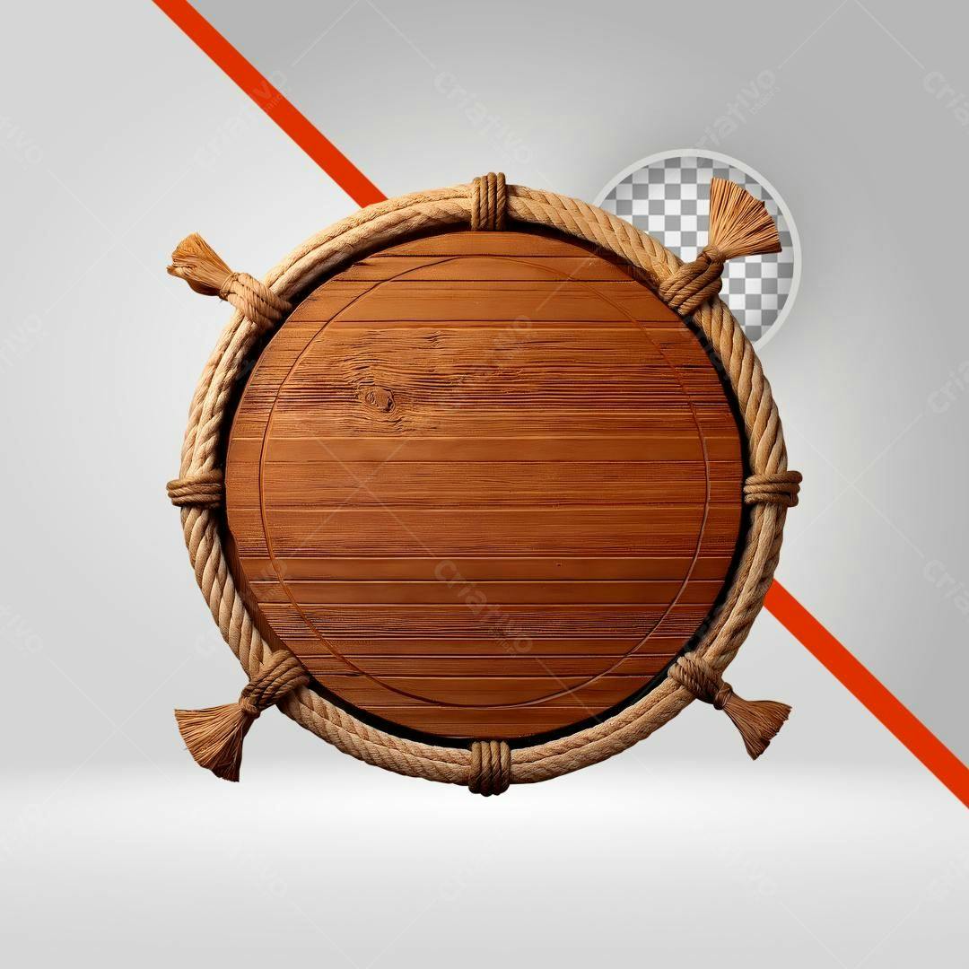 Selo Madeira e Corda PNG com fundo transparente