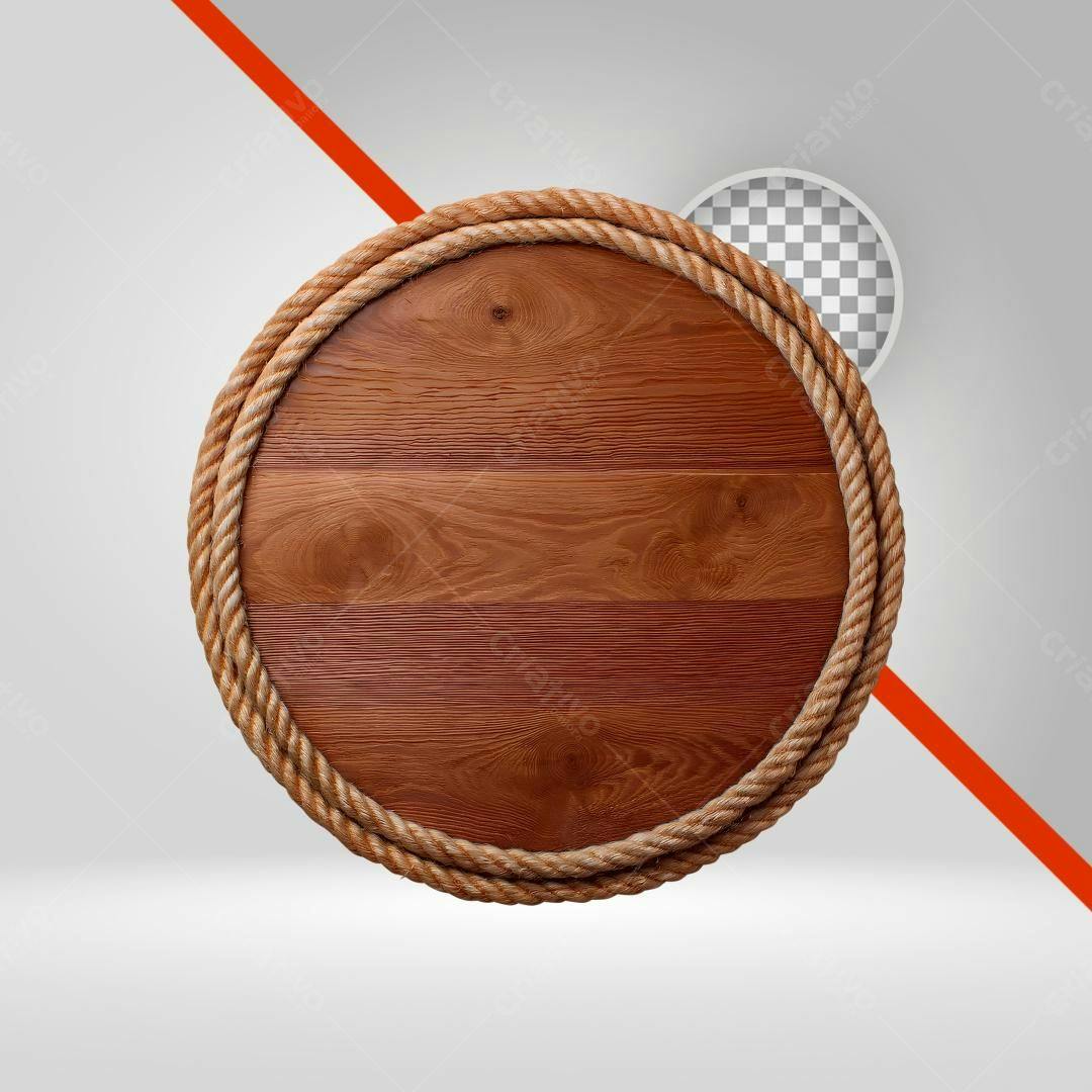 Selo Madeira e Corda PNG com fundo transparente