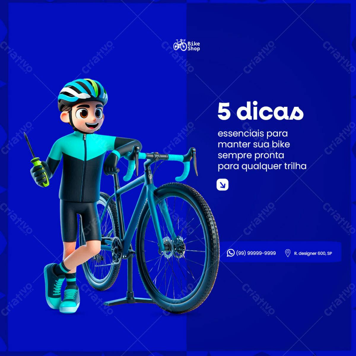 Post Instagram Manutenção Bike PSD Editável