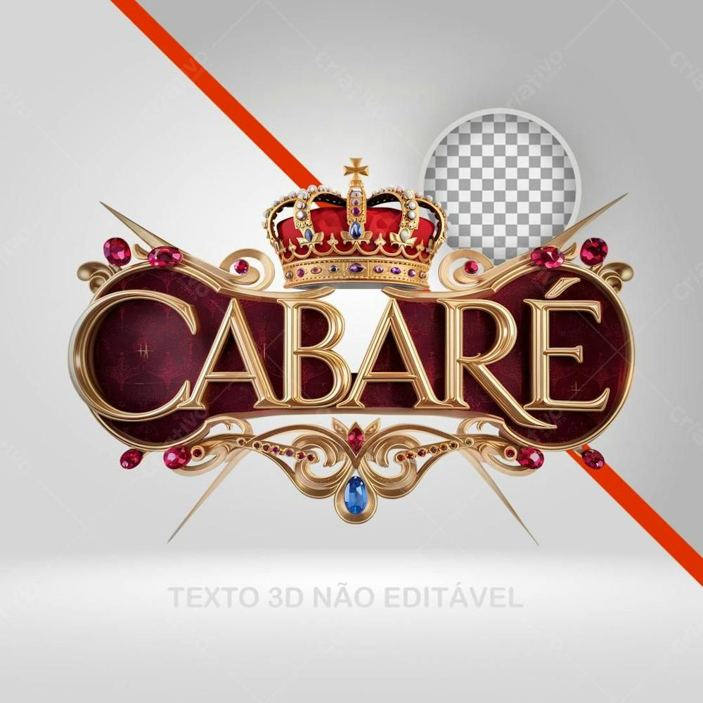 Selo 3D Cabaré Texto 3D Dourado Coroa De Rei Vip