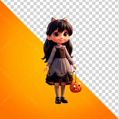 Mascote 3D Garotinha Com Cesta Na Mão