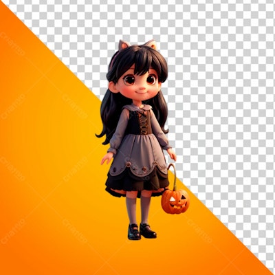 Personagem Cartoon Halloween PSD Editável