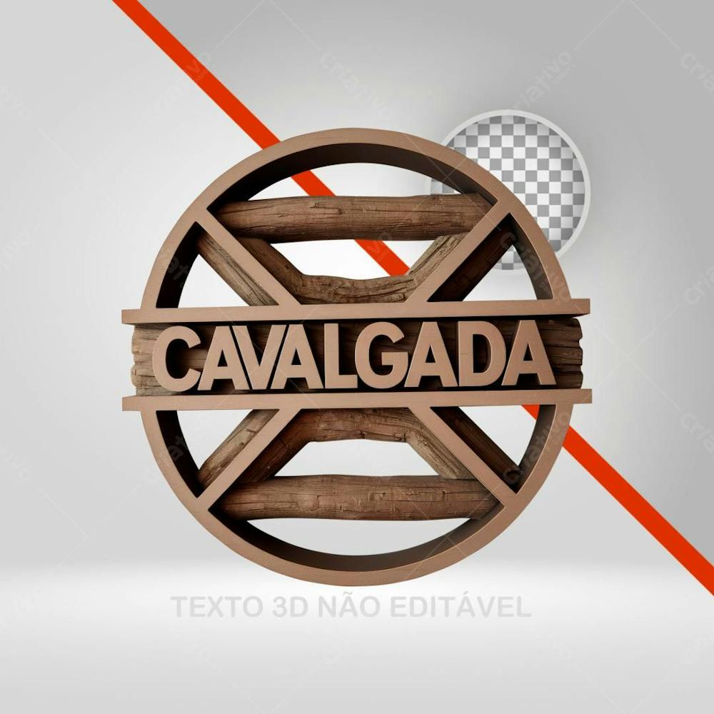 Selo 3D Cavalgada Roda De Carroça Texto 3D Png