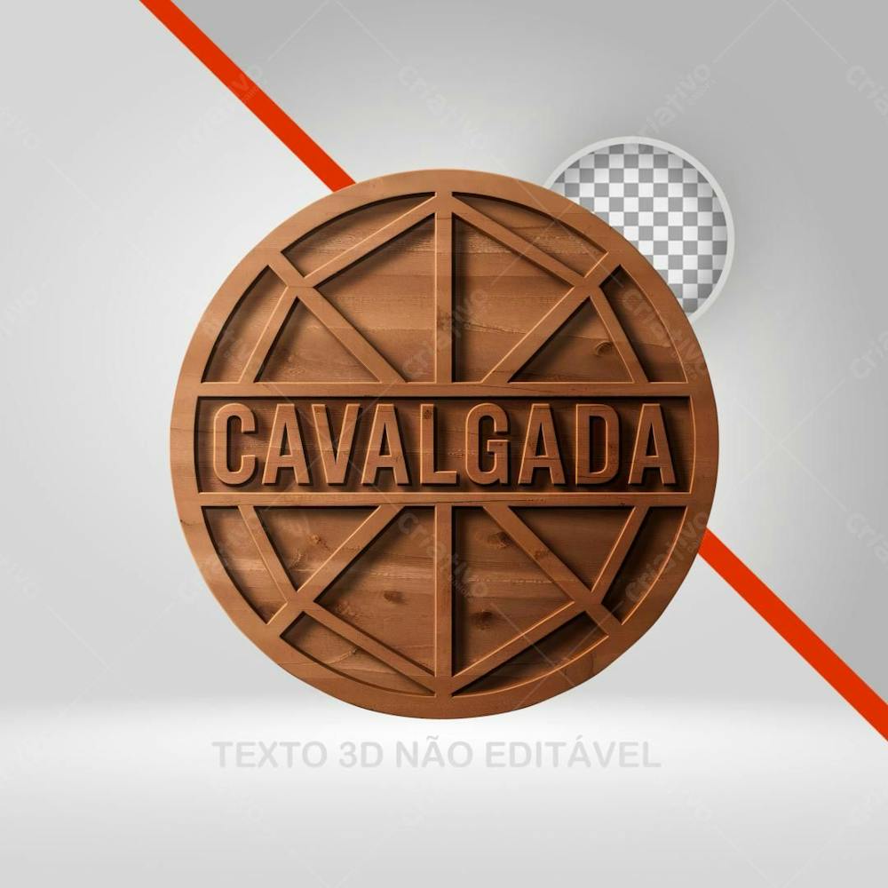 Selo 3D Cavalgada Texto 3D De Madeira Círculo Png