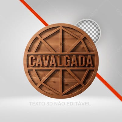 Selo 3D Cavalgada Texto 3D De Madeira Círculo Png