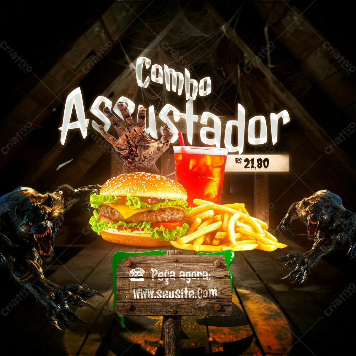Flyer Halloween Combo Assustador PSD Editável